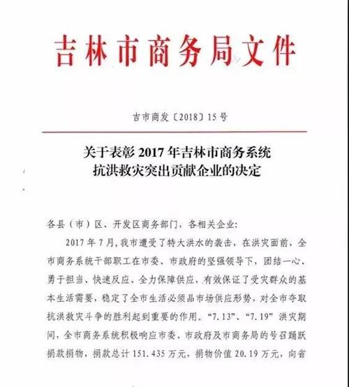云尚受吉林市商务系统表彰 获颁抗洪赈灾奖